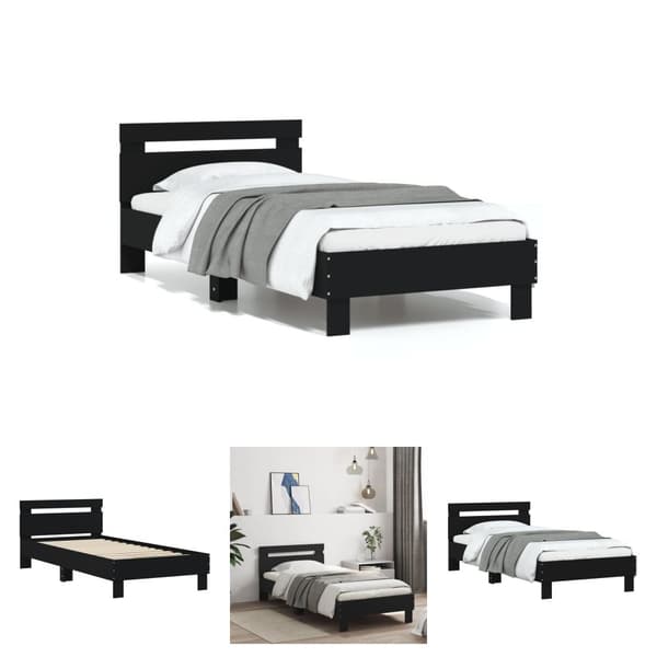 The Living Store sengeramme med sengegavl 90x200 cm konstrueret træ sort - Senge & sengeramme