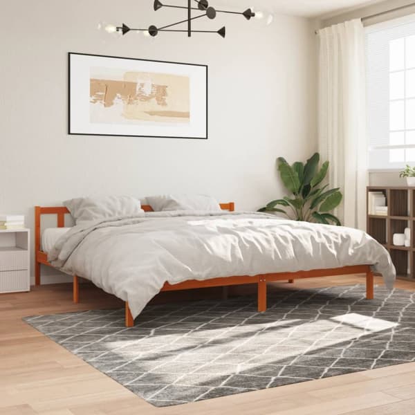 The Living Store sengeramme 180x200 cm massivt fyrretræ gyldenbrun -  Senge & sengeramme