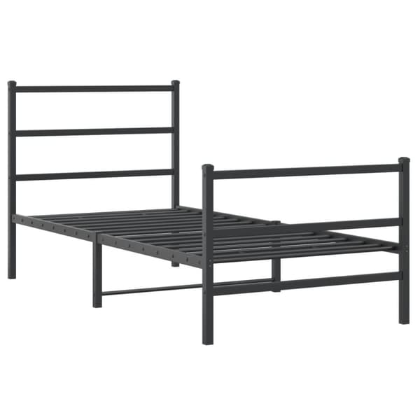 The Living Store sengeramme med sengegavl og fodgærde 90x200 cm metal sort -  Senge & sengeramme