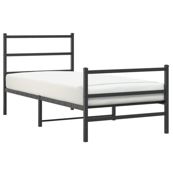 The Living Store sengeramme med sengegavl og fodgærde 90x200 cm metal sort - Senge & sengeramme