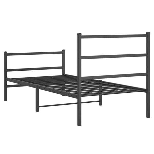 The Living Store sengeramme med sengegavl og fodgærde 90x200 cm metal sort - Senge & sengeramme
