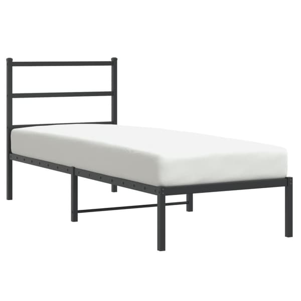 The Living Store Metallinen sängynrunko päädyllä musta 75x190 cm -  Sängyt & sängynrungot
