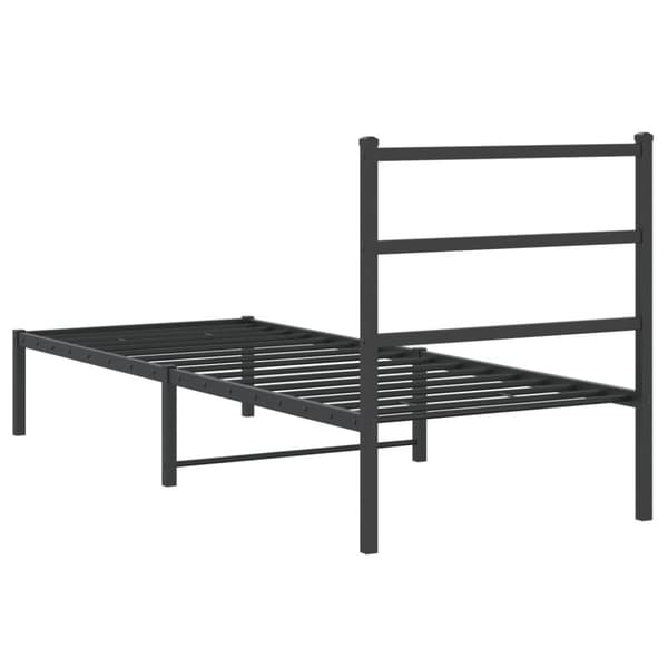 The Living Store Metallinen sängynrunko päädyllä musta 75x190 cm -  Sängyt & sängynrungot