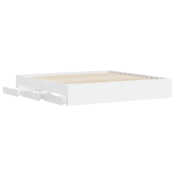 The Living Store sengeramme med skuffer 180x200 cm konstrueret træ hvid - Senge & sengeramme