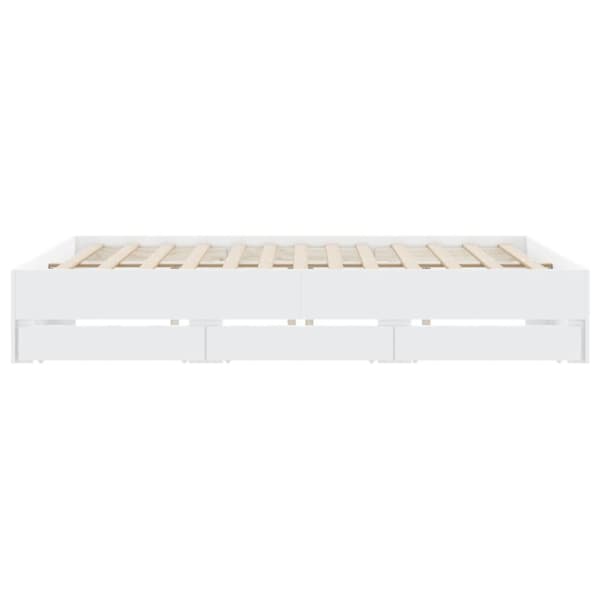 The Living Store sengeramme med skuffer 180x200 cm konstrueret træ hvid - Senge & sengeramme