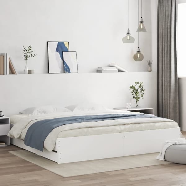 The Living Store sengeramme med skuffer 180x200 cm konstrueret træ hvid - Senge & sengeramme