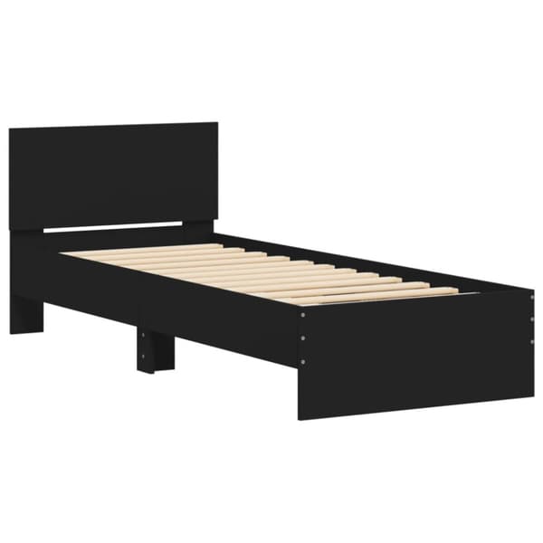 The Living Store sengeramme med sengegavl 90x190 cm konstrueret træ sort - Senge & sengeramme