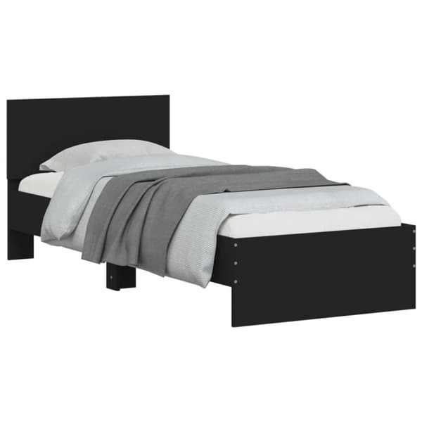 The Living Store sengeramme med sengegavl 90x190 cm konstrueret træ sort - Senge & sengeramme