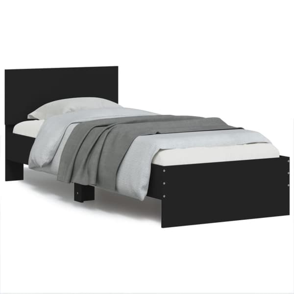 The Living Store sengeramme med sengegavl 90x190 cm konstrueret træ sort -  Senge & sengeramme