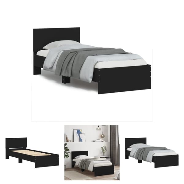 The Living Store sengeramme med sengegavl 90x190 cm konstrueret træ sort - Senge & sengeramme