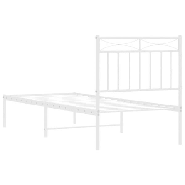 The Living Store Metallinen sängynrunko päädyllä valkoinen 75x190 cm -  Sängyt & sängynrungot
