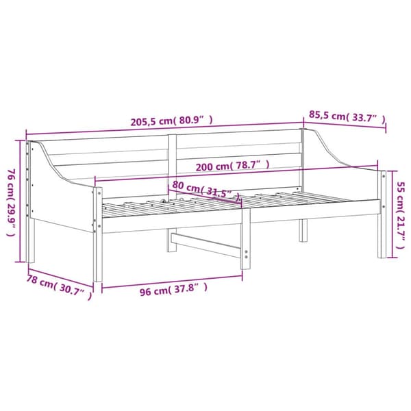 The Living Store daybed 80x200 cm massivt fyrretræ hvid - Senge & sengeramme