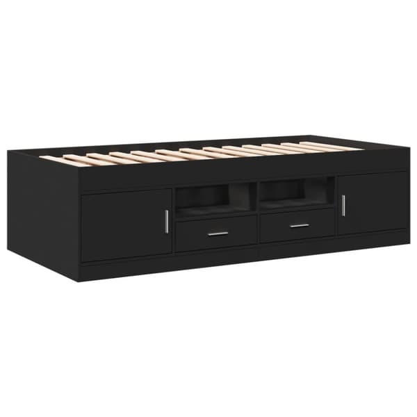 The Living Store daybed med skuffer 100x200 cm konstrueret træ sort - Senge & sengeramme