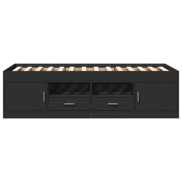 The Living Store daybed med skuffer 100x200 cm konstrueret træ sort - Senge & sengeramme