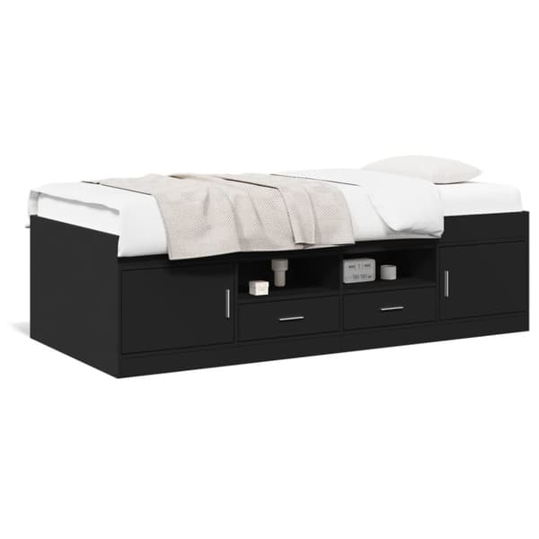 The Living Store daybed med skuffer 100x200 cm konstrueret træ sort -  Senge & sengeramme