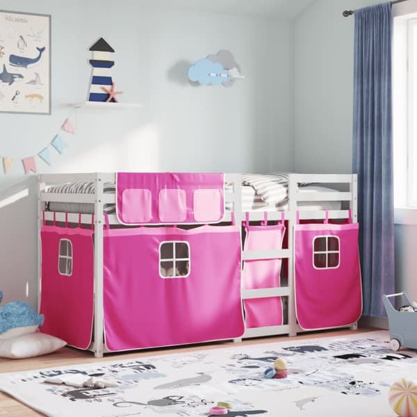 The Living Store Loftsäng med rutschkana rosa 80x200 cm massiv furu -  Sängar & sängramar