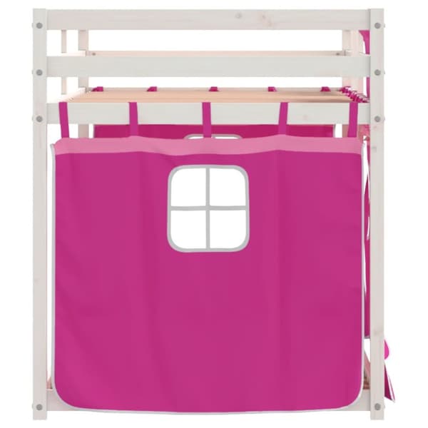 The Living Store Loftsäng med rutschkana rosa 80x200 cm massiv furu -  Sängar & sängramar
