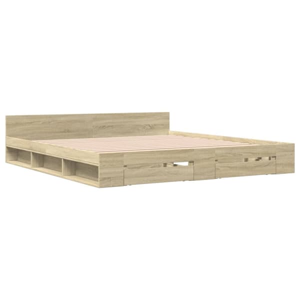 The Living Store sengeramme med skuffer 180x200 cm konstrueret træ sonoma-eg -  Senge & sengeramme