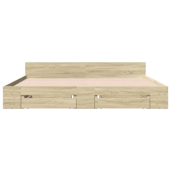 The Living Store sengeramme med skuffer 180x200 cm konstrueret træ sonoma-eg -  Senge & sengeramme