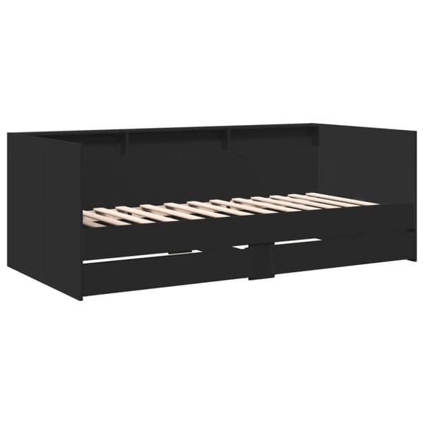 The Living Store Vuodesohva laatikoilla musta 90x200 cm tekninen puu -  Sängyt & sängynrungot