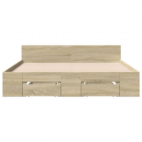 The Living Store sengeramme med skuffer 150x200 cm konstrueret træ sonoma-eg - Senge & sengeramme