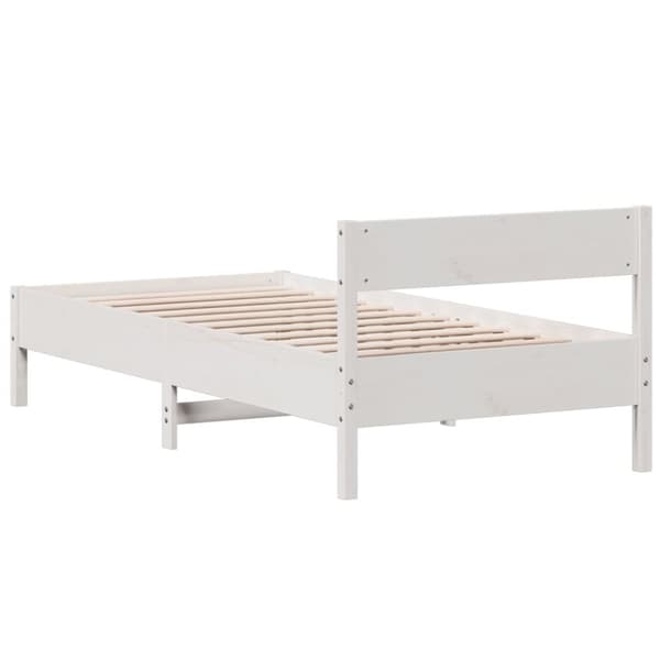 The Living Store sengeramme med sengegavl 90x200 cm massivt fyrretræ hvid - Senge & sengeramme