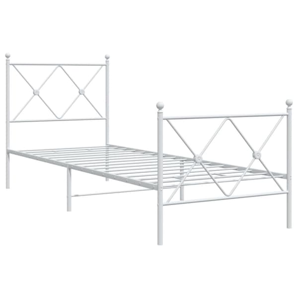 The Living Store sengeramme med sengegavl og fodgærde 80x200 cm metal hvid - Senge & sengeramme