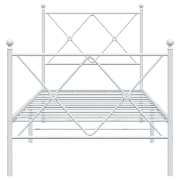 The Living Store sengeramme med sengegavl og fodgærde 80x200 cm metal hvid - Senge & sengeramme