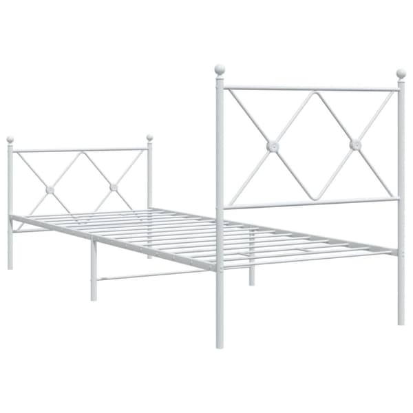 The Living Store sengeramme med sengegavl og fodgærde 80x200 cm metal hvid - Senge & sengeramme