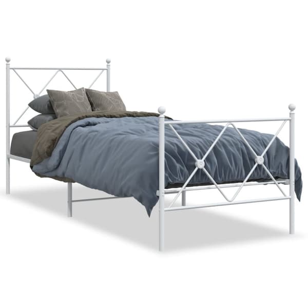 The Living Store sengeramme med sengegavl og fodgærde 80x200 cm metal hvid - Senge & sengeramme