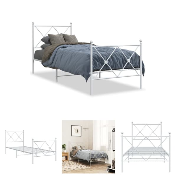The Living Store sengeramme med sengegavl og fodgærde 80x200 cm metal hvid -  Senge & sengeramme