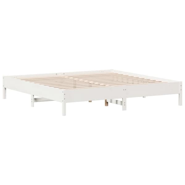 The Living Store sengeramme 180x200 cm massivt fyrretræ hvid -  Senge & sengeramme