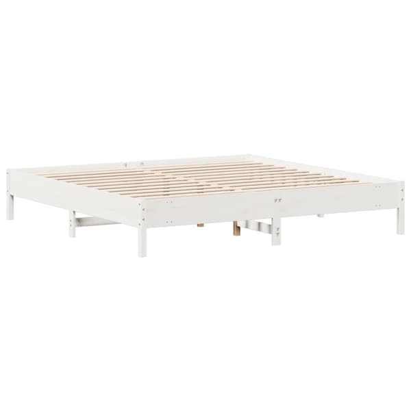 The Living Store sengeramme 180x200 cm massivt fyrretræ hvid -  Senge & sengeramme