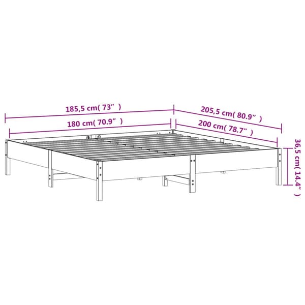 The Living Store sengeramme 180x200 cm massivt fyrretræ hvid -  Senge & sengeramme