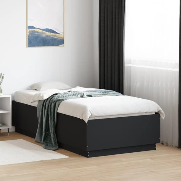 The Living Store sengeramme 90x190 cm konstrueret træ sort - Senge & sengeramme