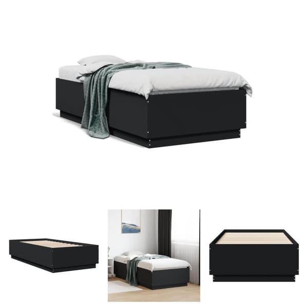The Living Store sengeramme 90x190 cm konstrueret træ sort - Senge & sengeramme