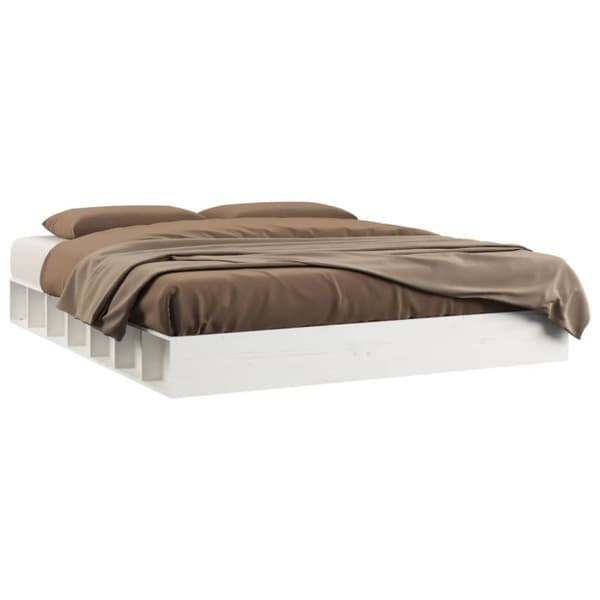 The Living Store sengeramme 160x200 cm massivt træ hvid -  Senge & sengeramme