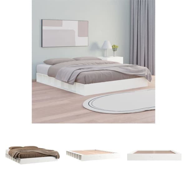The Living Store sengeramme 160x200 cm massivt træ hvid -  Senge & sengeramme