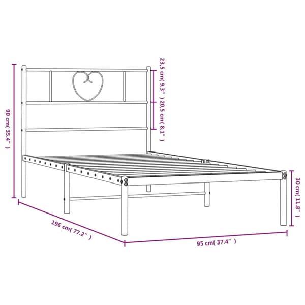 The Living Store sengeramme med sengegavl 90x190 cm metal sort -  Senge & sengeramme