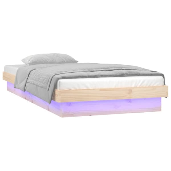 The Living Store sengeramme med LED-lys 100x200 cm massivt træ - Senge & sengeramme