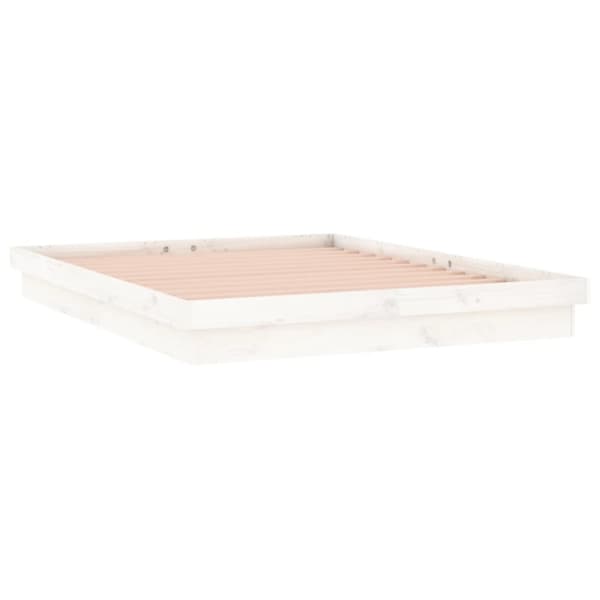 The Living Store Sängram LED vit 160x200 cm massivt trä -  Sängar & sängramar