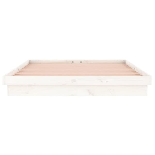 The Living Store Sängram LED vit 160x200 cm massivt trä -  Sängar & sängramar