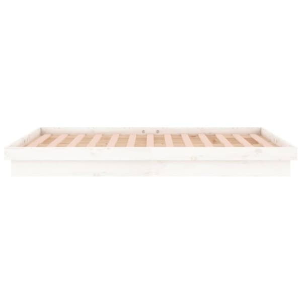 The Living Store Sängram LED vit 160x200 cm massivt trä -  Sängar & sängramar