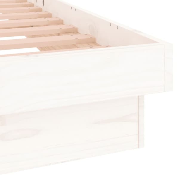 The Living Store Sängram LED vit 160x200 cm massivt trä -  Sängar & sängramar