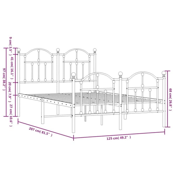 The Living Store sengeramme med sengegavl og fodgærde 120x200 cm metal sort -  Senge & sengeramme