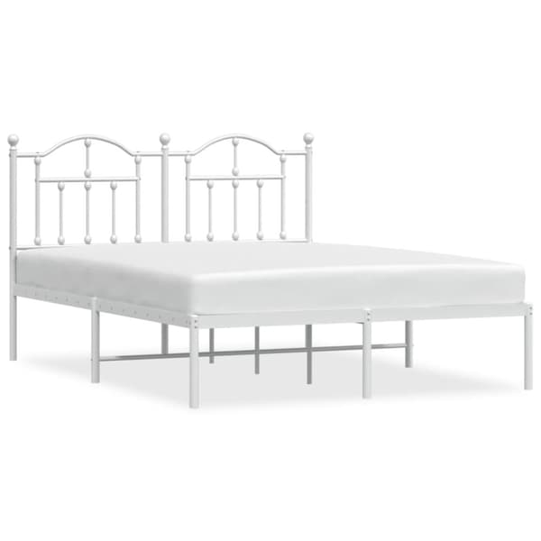 The Living Store sengeramme med sengegavl 140x190 cm metal hvid - Senge & sengeramme
