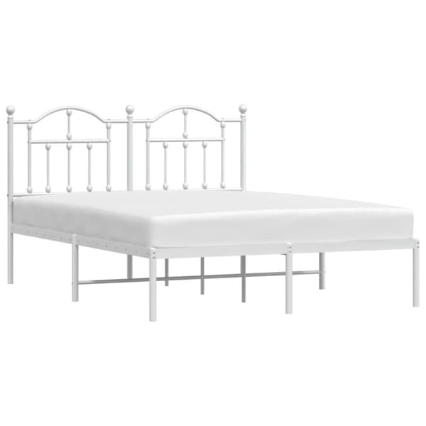 The Living Store sengeramme med sengegavl 140x190 cm metal hvid - Senge & sengeramme