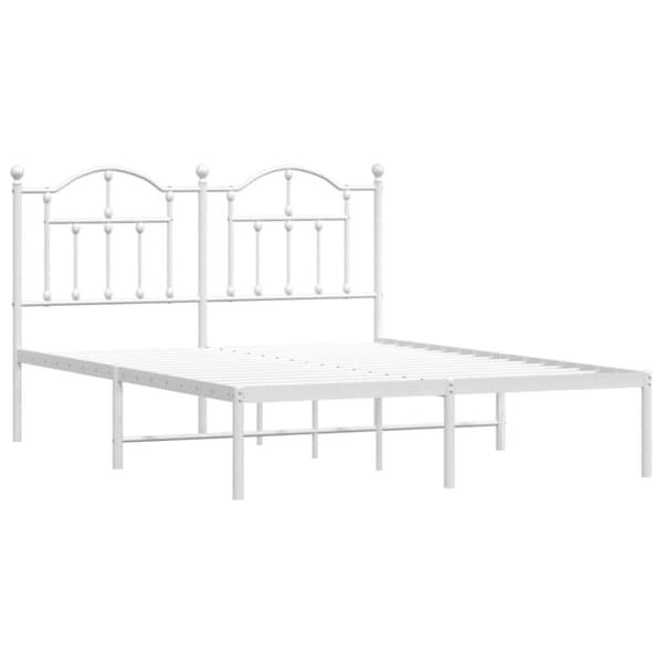 The Living Store sengeramme med sengegavl 140x190 cm metal hvid - Senge & sengeramme