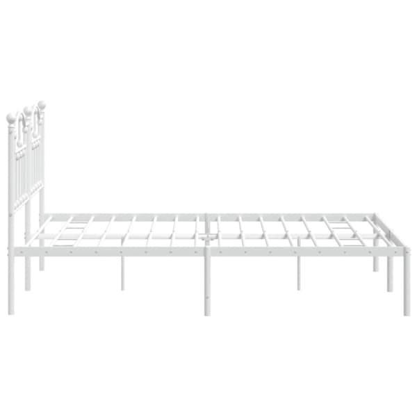The Living Store sengeramme med sengegavl 140x190 cm metal hvid - Senge & sengeramme