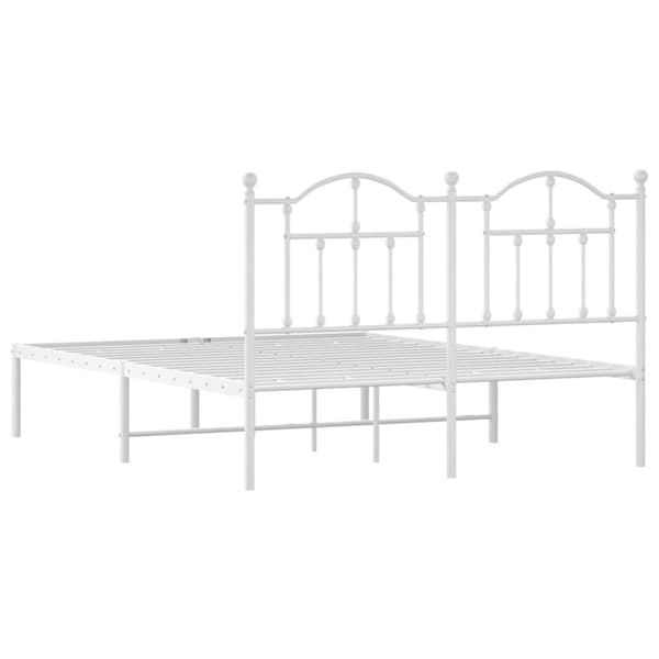 The Living Store sengeramme med sengegavl 140x190 cm metal hvid - Senge & sengeramme